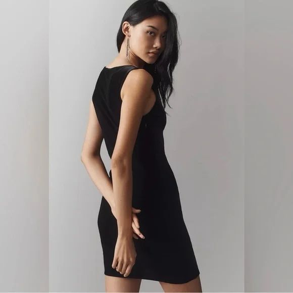 ANTHROPOLOGIE Good American Velvet Ruched Mini Dress NWT Size Small